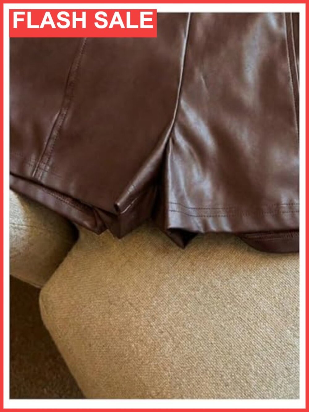 PU Leather Mini Shorts Mid Rise Straight Leg Zipper Back Club Rave - Picture 4 of 4